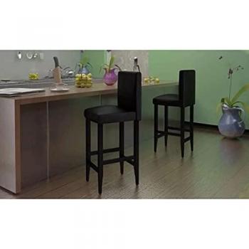 vidaXL 6X Taburetes de Cocina Respaldo Cuero Artificial Negro Silla Alta Barra