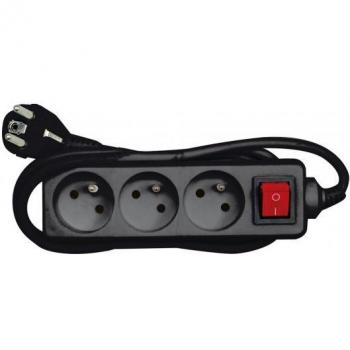 Base múltiple de 3 tomas con cable de 1,5 m color negro VOREL 72625