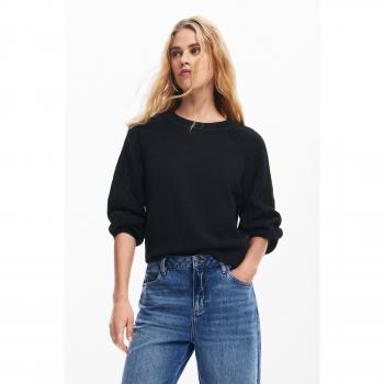 Jersey de mujer Desigual liso con mangas textura en color negro