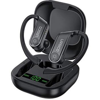 Auriculares Bluetooth Estéreo Auriculares Deportivos, Auriculares Inalámbricos con Micrófono Hi-Fi CVC8.0, 10H+50H Reproducir, Impermeable Cascos Deporte con Estuche de Carga para iPhone Android