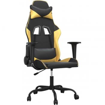 Silla gaming cuero sintético negro y dorado Vidaxl