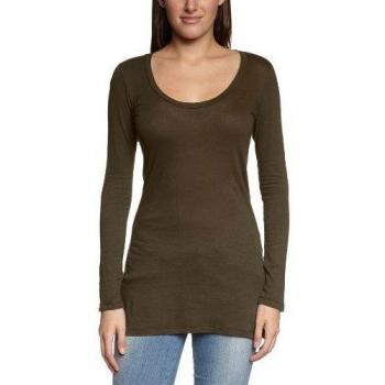 Bobi - Camiseta de manga larga para mujer, talla 38, color marrón
