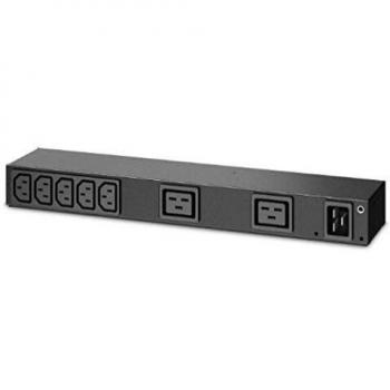 APC by Schneider Electric Basic Rack AP6120A PDU, 7 AC Outlets, 0U/1U, Horizontal/Vertical Mounting, Black, with C13 and C19 Couplers