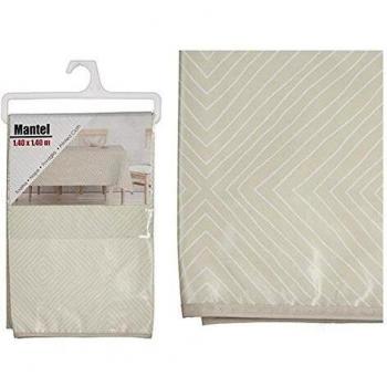 BigBuy Home S3607276 Mantel Rombos Plástico, Materiales Varios, Multicolor, 140 X 140 Cm