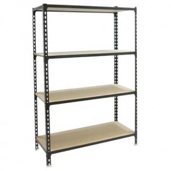 Estantería MADERCLICK PLUS 4/400 1500 ANTRACITA/MADERA - 4 Baldas de Madera Ajustables, Capacidad de Carga de 150 kg por Punto de Flexión, Dimensiones: