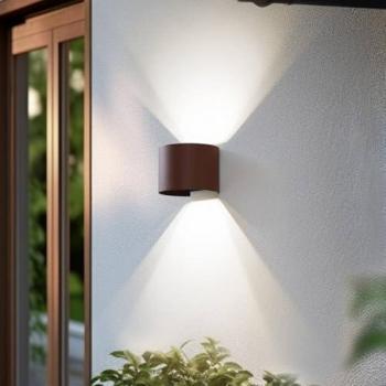 Aplique LED inteligente para exterior Lindby Dara redondo óxido CCT RGB Tuya