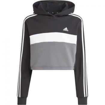 Chándal Adidas Tiberio 3-Stripes Colorblock Niña, color negro, blanco y gris, incluye chaqueta con cierre y pantalones deportivos