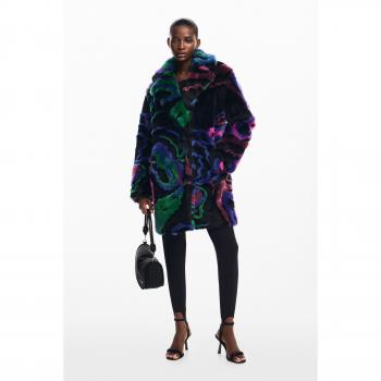 Abrigo de mujer Desigual CHAQ LUBLIN multicolor, oversize, tejido de pelo falso