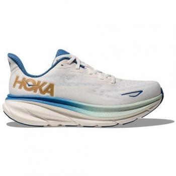 HOKA Clifton 9 Men's Road Running Shoes - White/Blue, Size 48