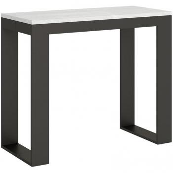 Consola extensible 90x40/300 cm efecto madera fresno blanco y hierro