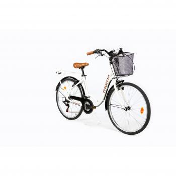 Moma Bikes City Classic 26- Bicicleta Paseo, Aluminio , Cambio Shimano TZ-50 18 vel., Blanco
