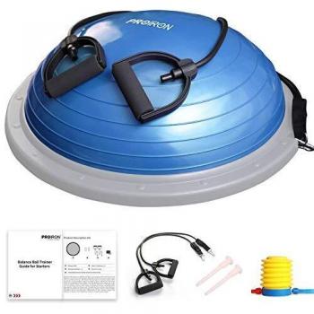 PROIRON Balance Trainer Half Ball Fitness Ø 60cm Pesa 5 kg Soportar 300 kg con Bomba de pie, Bandas de Resistencia y Manual de Entrenamiento