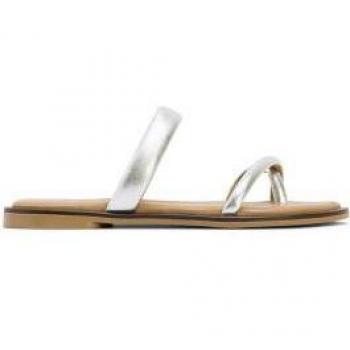 Sandalias planas de piel Carly plateado