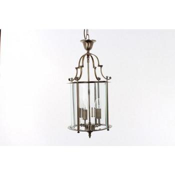 Farol Colgante Colchester de Latón Envejecido, 63 cm, diseño vintage, acabado en latón envejecido claro