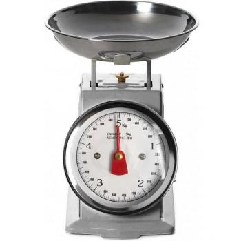Bascula de cocina analógica hasta 5 kg con bandeja y cuerpo de metal Gris