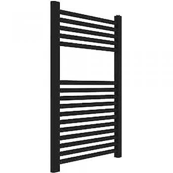 Radiador toallero hidráulico negro mate 77 x 50 cm con kit de montaje y válvula termoestabilizadora Ercos Opera