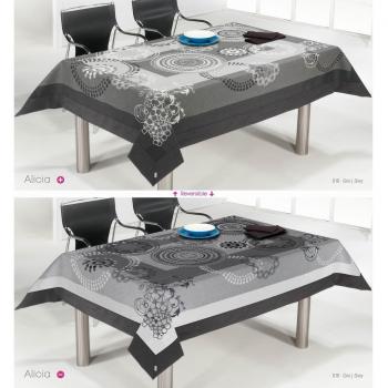 ES-TELA - Mantel tejido ALICIA* color Gris - 155x155 cm. - Confección en aplique - 50% Algodón / 50% Poliéster