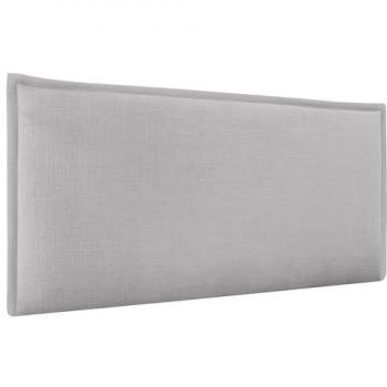Cabecero Tapizado de Lino Natural Liso con Ribete para Cama Moderna (Gris Claro, 105cm)