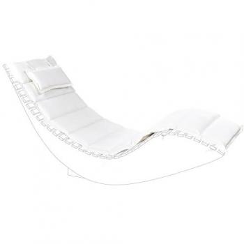Cojín para Tumbona de Jardín Blanco 180 x 60 cm con Almohada y Relleno acolchado