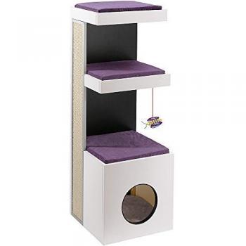 Ferplast Mueble de Madera para Gatos Tiger, con Casita y Área Rascadora de Sisal, 40 x 40 x 115 Cm