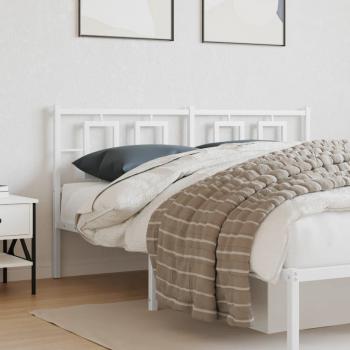 Cabecero de metal blanco de 150 cm Vidaxl con diseño moderno, estructura resistente, acabado en pintura blanca, fácil instalación y adecuado para camas de tamaño matrimonial