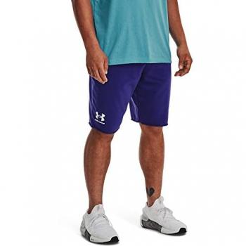 Under Armour Pantalones Cortos Rival Terry para Hombre, Azul, Talla M, Regular, Material de felpa suave, Cintura elástica con cordón ajustable, Bolsillos laterales