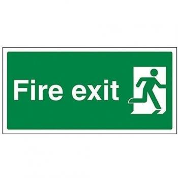 vsafety 14009 ay-sFinal de salida de incendios hombre derecho signo, vinilo autoadhesivo, paisaje, 300 mm x 150 mm), color verde