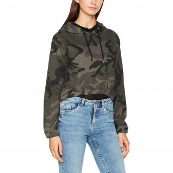 Urban Classics Women's Dark Camo Cropped Hoodie