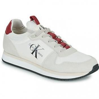 Calvin Klein Men's Beige Suede Runner Sock Lace-Up Sneakers