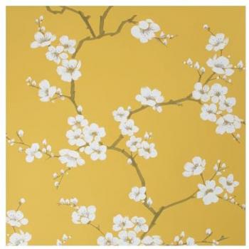 Papel Tapiz Floral de Manzano en Flor - Ocre