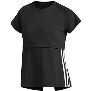 adidas 3s Cap Slv tee Camiseta de Manga Corta, Mujer, Negro