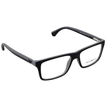 EMPORIO ARMANI 0EA3034 Monturas de Gafas, Black/Rubber Grey, 55 para Hombre
