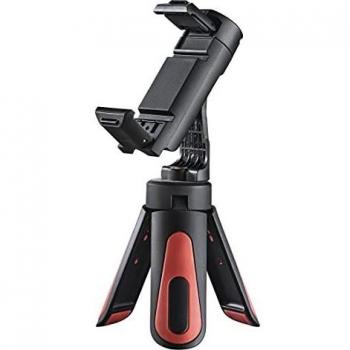 Mini Trípode Hama Pocket II Rotation para Smartphone y Tablet, 3 Patas, Ajustable en Horizontal y Vertical, Compatible con Dispositivos de 5.8 a 8.5 cm de Ancho, Color Negro/Rojo