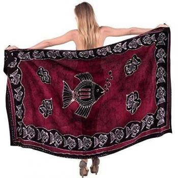 de las mujeres de la vendimia 100% algodón de la falda del traje de baño del batik bikni hawaiano pareo de color rosa
