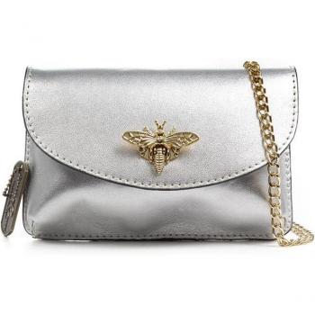 Bolso de mano Aquilonia de piel auténtica acabado Gamuza lacada (17,5x6x11,5 cm) fabricado en Italia