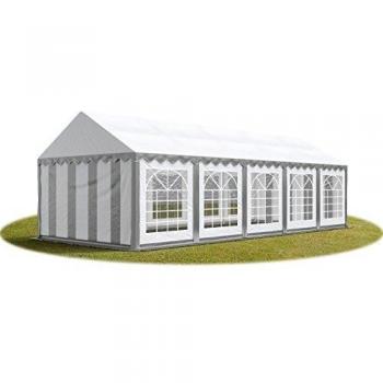 Carpa para fiestas TOOLPORT 4x10 m, lona PVC 700 N impermeable, color gris-blanco
