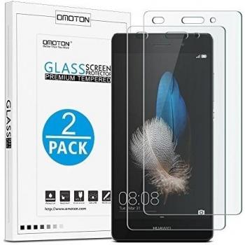 P8 Lite Cristal Templado [2 Unidades] OMOTON Huawei P8 Lite Protector de Pantallacon [9H Dureza][3D Touch Compatibles][Garantía de por Vida]
