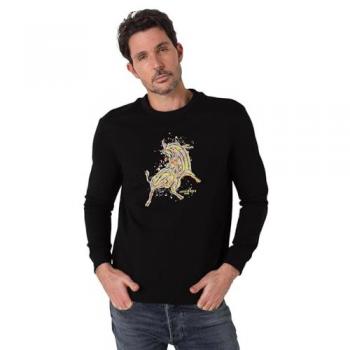 Sudadera Lois Jeans para hombre con gráfica de toro multicolor, casual, algodón, manga larga