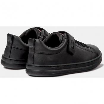Camper K800319-001 Runner Four Kids Zapatillas de niño negras en piel con cierre adherente y cordones