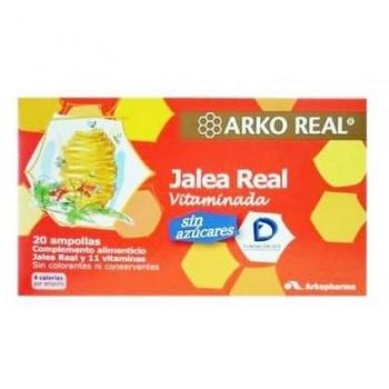 Arkopharma Arkoreal Jalea Real Vitaminada 1000mg Sin Azúcar 20 Ampollas, Refuerzo de Energía y Defensas, Jalea Real Premium, Complemento Alimenticio
