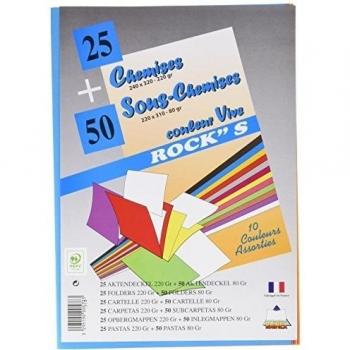 Rainex - Subcarpetas (25 unidades de 240 x 320 mm y 220 g, y 50 unidades de 220 x 310 mm y 80 g), colores surtidos