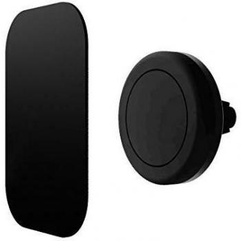 Soporte universal móvil Contact para coche sistema magnético, Compatible con fundas, Doble placa metálica, Fijación Pinza