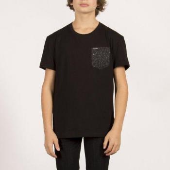Volcom Contra Pocket Ss Camiseta de Manga Corta, Niños, Negro, S