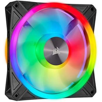 Corsair iCUE QL140 RGB, Ventilador LED RGB de 140 mm , 34 LED RGB Direccionables Individualmente, De Hasta 1250 RPM, Silencioso, Amortiguadores Antivibraciones, Paquete Individual , Negro