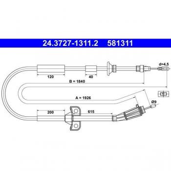 Cable de freno de estacionamiento ATE 24.3727-1311.2