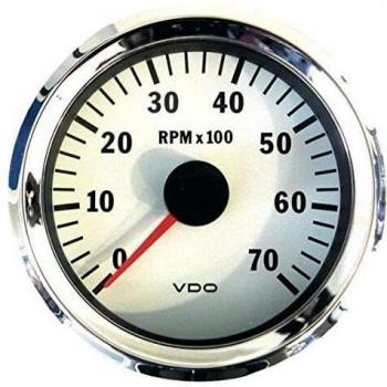 Tacómetro VDO 7000 RPM Diámetro 80mm Fondo Negro para 4/6/8 Cilindros Diesel y Gasolina