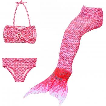 Traje de Baño 3pcs Bikini Establece para Niña Cola de Sirena para Natación