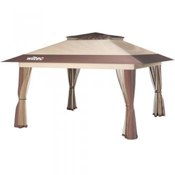 Carpa Plegable Beige con Mosquitera 4 x 4 m, Impermeable y UV 50+, Ideal para Fiestas en Jardín Exterior
