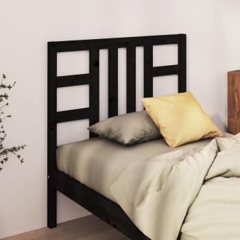 Cabecero de cama negra 81x4x100 cm madera maciza de pino