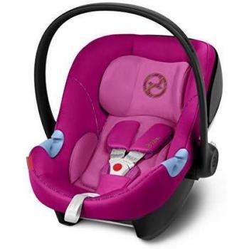 Cybex Gold - Portabebé Aton M, en contra de la marcha, incluye reductor para recién nacido, desde el nacimiento hasta aprox. 18 meses, max. 13 kg, fancy pink